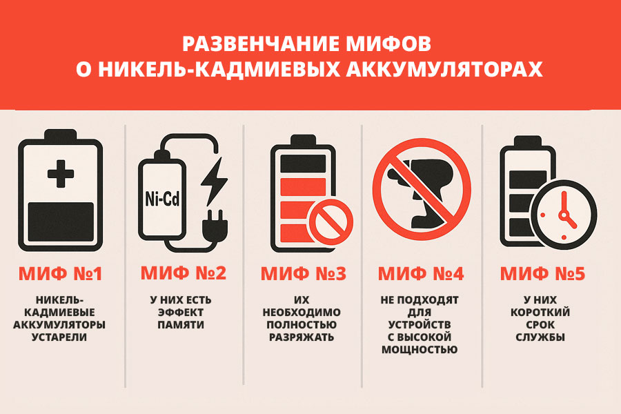 5 мифов о никель-кадмиевых аккумуляторах